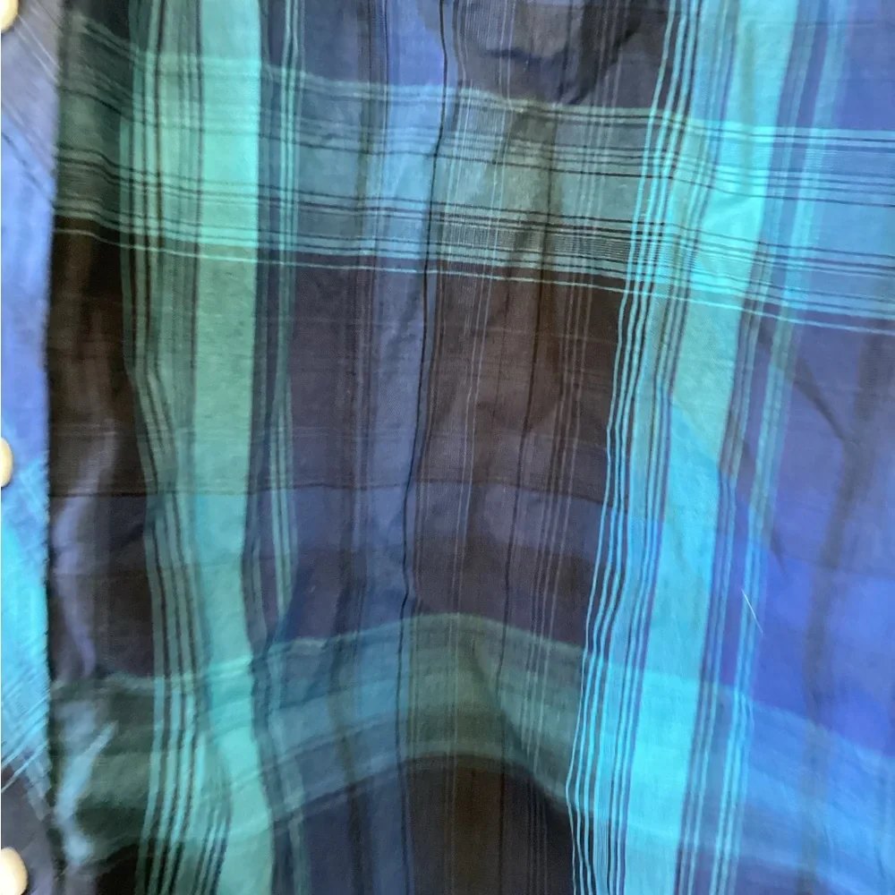 Black Jack Men's Blue and Teal Plaid Button Down Shirt size 3XL EUC
